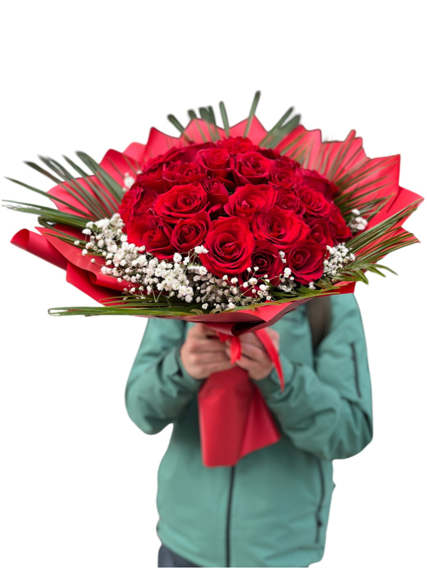30’lu İthal Kırmızı Gül Buketi