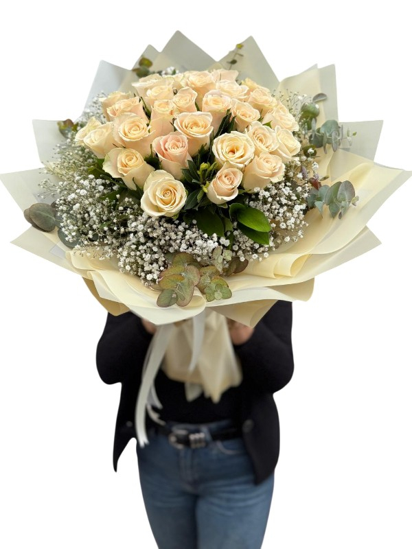 30 Krem Gül Buketi