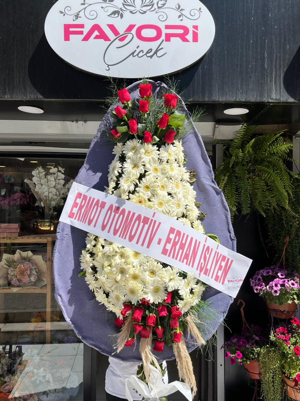 Kırmızı Gül & Beyaz Gerbera Düğün&Nikah Çelengi