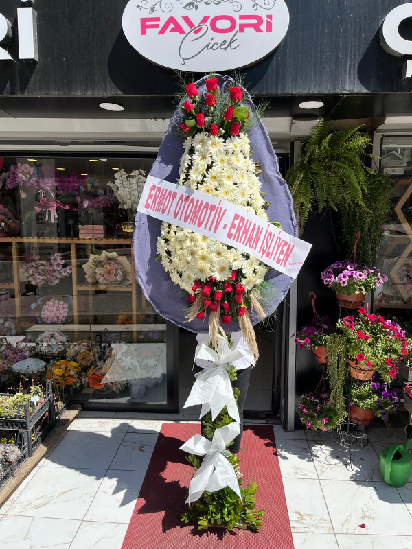 Kırmızı Gül & Beyaz Gerbera Düğün&Nikah Çelengi