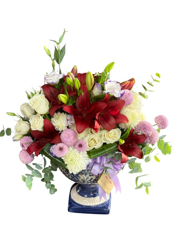 Kırmızı Lilyumlu Premium Vazo Aranjmanı