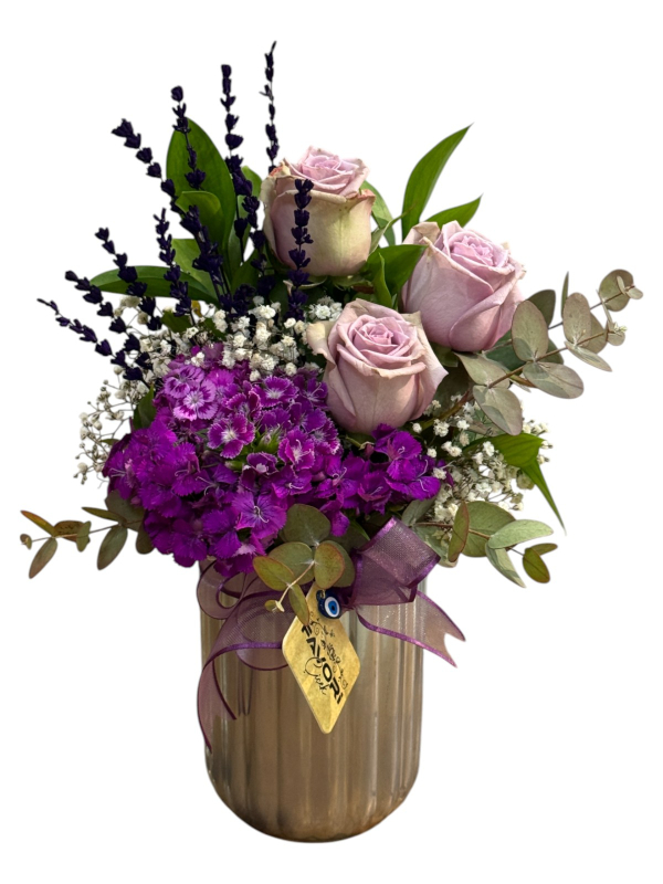 Lavanta ve Gül Dokunuşlu Mor Aranjman