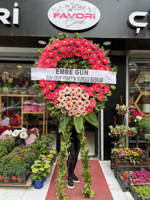 Pembe ve Beyaz Gerbera Cenaze Çelengi