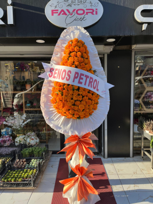 Turuncu Kadife Çiçeği Açılış & Düğün Çelengi