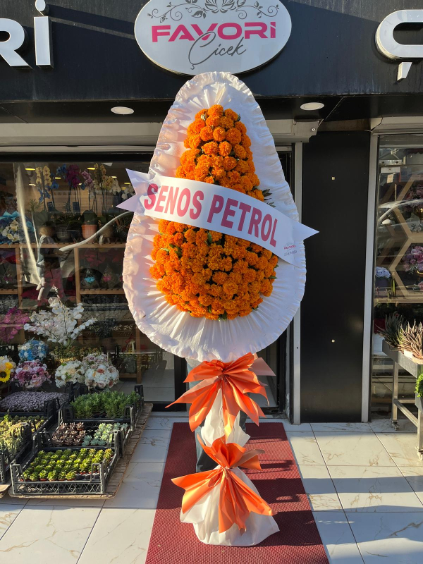 Turuncu Kadife Çiçeği Açılış & Düğün Çelengi