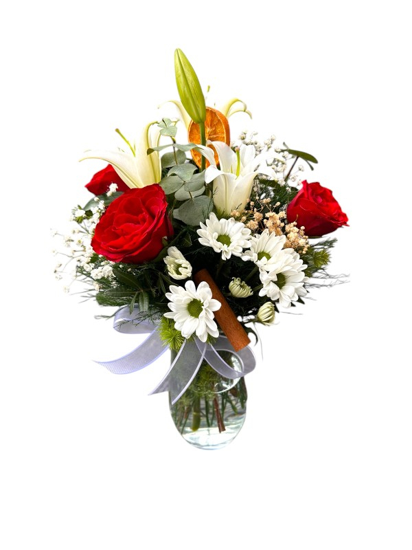 Vazoda Lilyum, Gül ve Papatya Aranjmanı